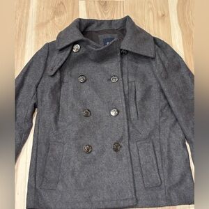 GAP Pea Coat Womens Medium Charcoal Gray Jacket Y2K Recycled Wool Blend XS